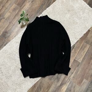 Zara Size Medium Oversized Heavy Chunky Knit Boxy Mock Neck Wool Blend Sweater